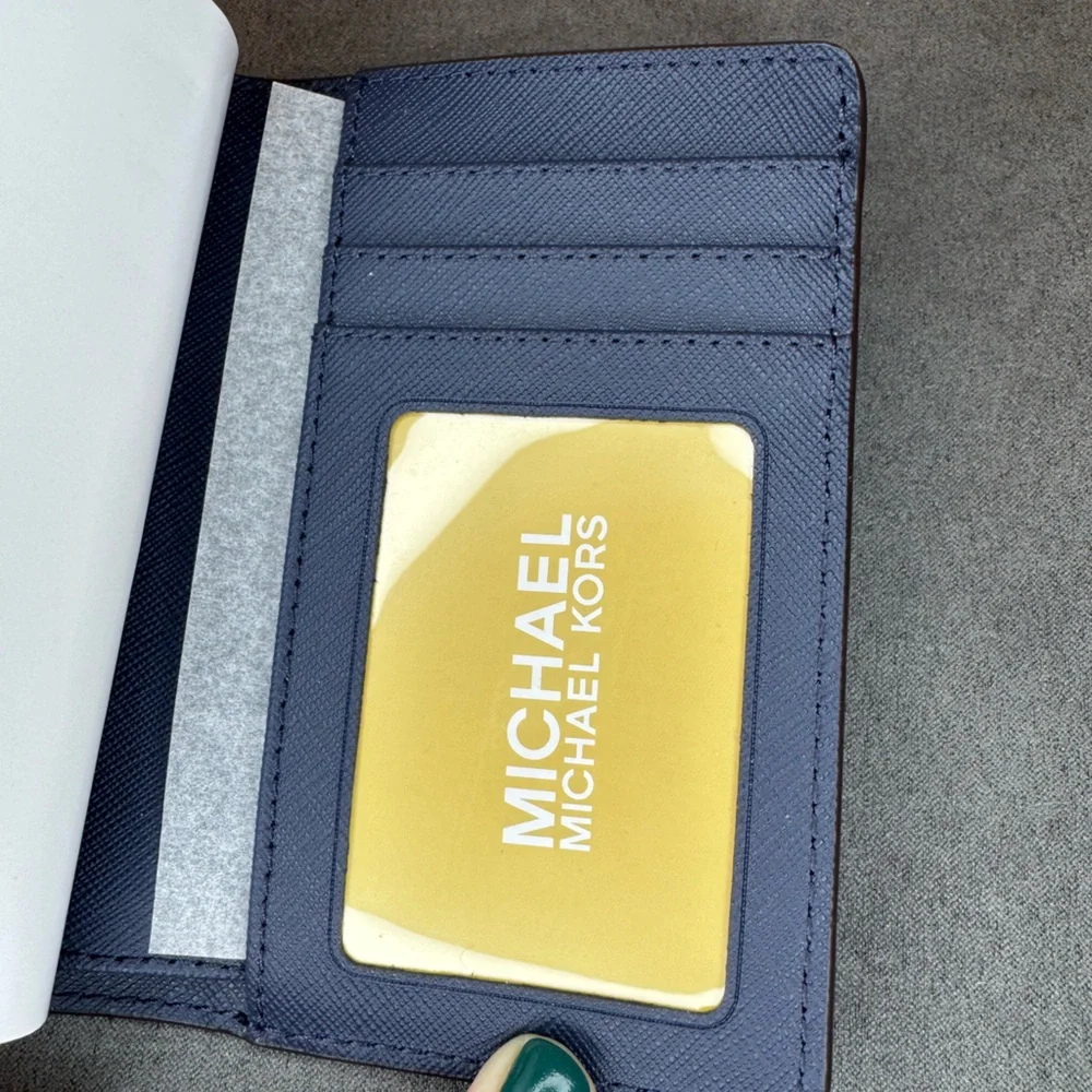 Michael Michael Kors Jet Set Travel Navy Leather Zip Wallet | NWT - Picture 8 of 13